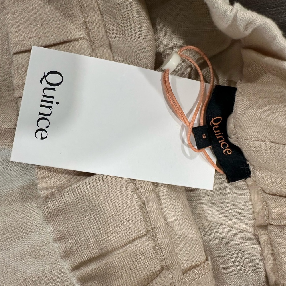 Quince 100% Linen Pants Small Beige Tan | Elastic Waist | NWT - Picture 9 of 10